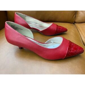 East 5th Dion Pumps Womens 9W Red Wide Width Faux Croc Kitten Heel